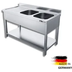 Spültisch 2 Becken rechts - 1,4 x 0,6 m VM EUROPA