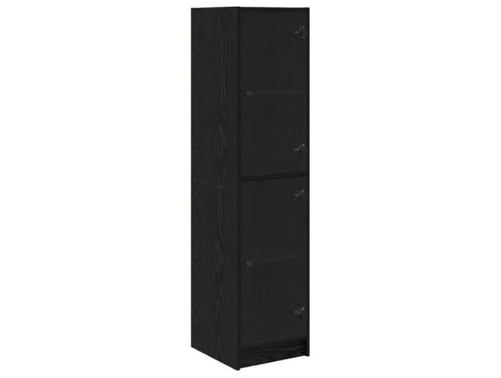 HKTMGDNG Highboard Schwarz Eichen-Optik Vitrine 35 x 37 x 142 cm Schmaler Vitrinenschrank fürs Esszimmer mit Glaselementen für dekorative Präsentation und blickgeschützte Ordnung.