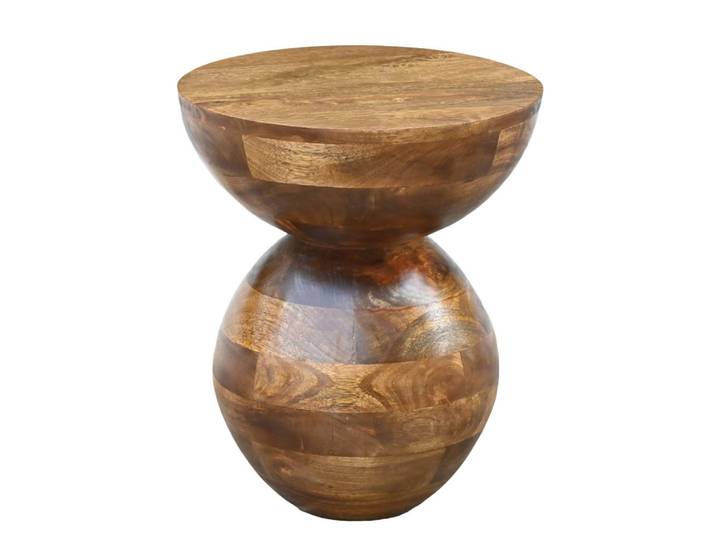 Livetastic Beistelltisch, Natur, Holz, Mangoholz, massiv, rund, Säule, 35x42x35 cm, Wohnzimmer, Wohnzimmertische, Beistelltische