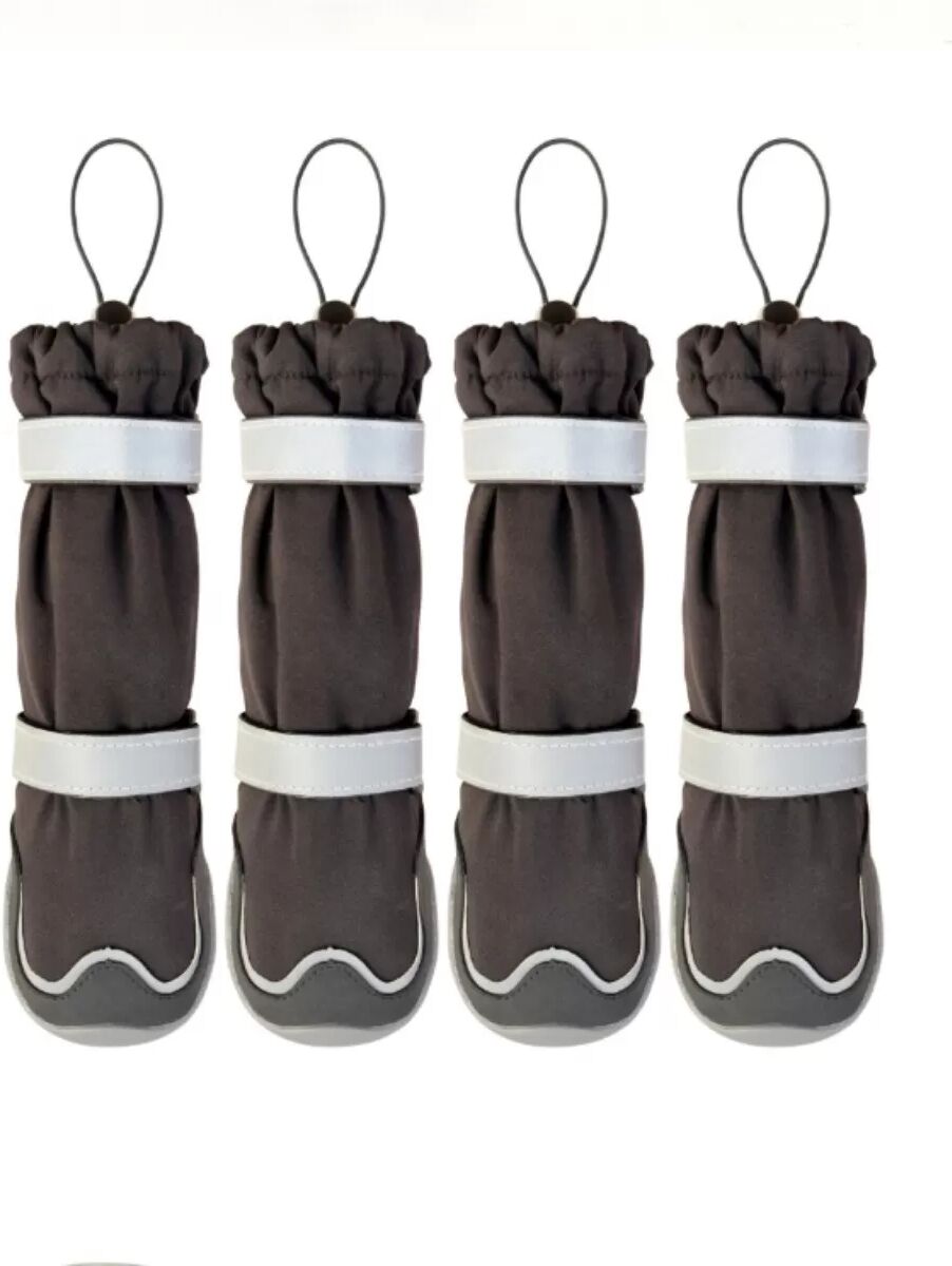 INF Schwarzes 4er-Pack Haustierschuhe - Hunde-Outdoor-Stiefel für kleine bis mittelgroße Rassen L