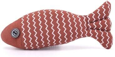 Inspired Finds Interactive Plush Fish Cat Kicker Toy For Indoor Cats red