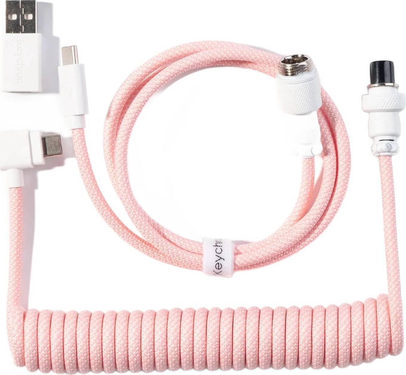 Keychron Coiled Aviator Kabel voor mechanisch toetsenbord - Lichtroze - Hoekig