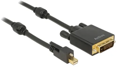 Delock DVI / Mini-DisplayPort Anschlusskabel Mini DisplayPort Stecker, DVI-D 24+1pol. Stecker 5m Schwarz 85637 4K UHD, vergoldete