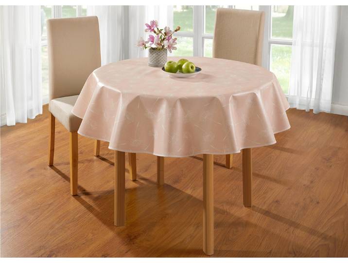 Wachstuch-Tischdecke mit Pusteblumen-Motiv, Rosé, Größe 155 (Tischdecke rund, ø 155 cm)