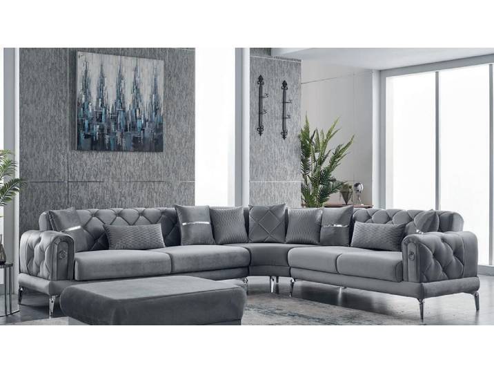 Xlmoebel Ecksofa Graues Polsterecksofa in L-Form mit modernem Design, Ecksofa, Hergestellt in Europa