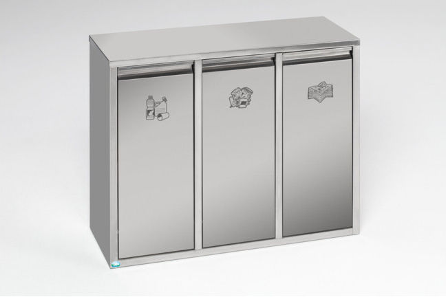 VAR Système de tri des déchets 36 l en acier inoxydable, sur pied ou mural 36 l (21240)