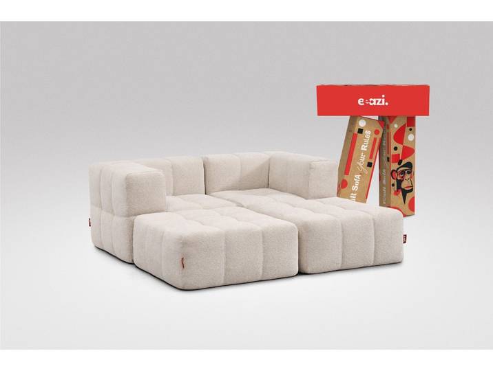 4-tlg. Modulsofa Beige – 2 Eckteile, 2 Hocker