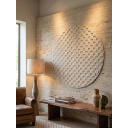 TEPPICH Flachgewebe LANGAU in Creme, mit Schachbrettmuster, Ø 160 cm