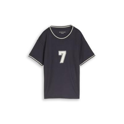 T-Shirt TOM TAILOR, Jungen, Gr. 128/134, schwarz (coal grau), Web, Obermaterial: 100% Polyester, bedruckt, regular fit normal, Rundhals, kontrastfarben, Shirts T-Shirt, mit Print
