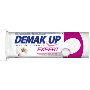 Demak-Up Wattepads Expert, rund, fusselfrei, aus Baumwolle, 70 Pads