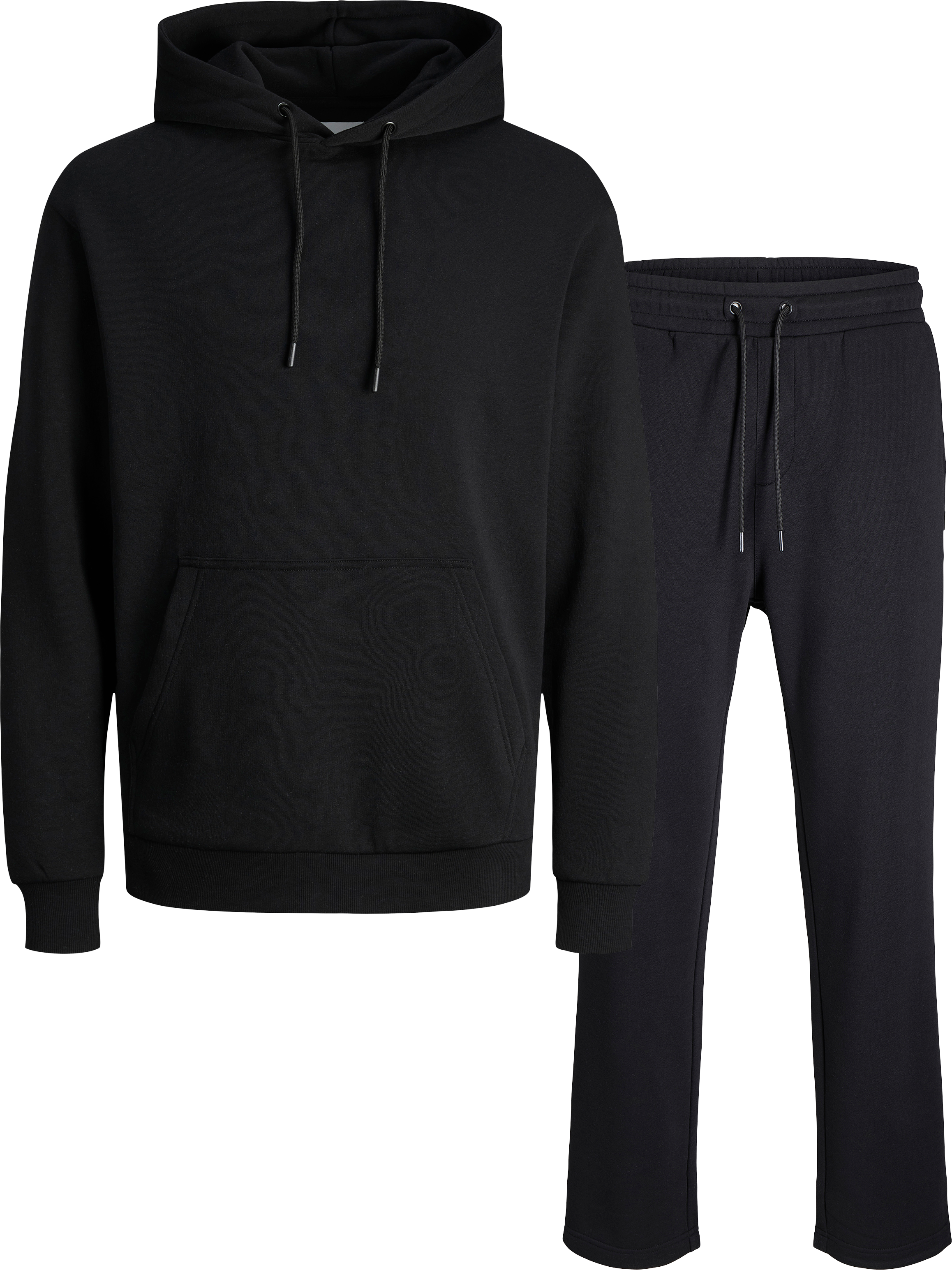 Kapuzensweatshirt JACK & JONES "JJEBRADLEY SWEAT HOOD UNC SET PK MP", Herren, Gr. XL, schwarz, angeraute Sweatware, Obermaterial: 65% Polyester, 35% Baumwolle, unifarben, relaxed fit normal, Rundhals, Rippbündchen, Sweatshirts Kapuzensweatshirt, mit Sweat