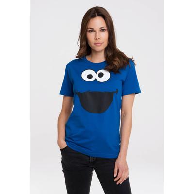 T-Shirt LOGOSHIRT "Sesamstraße - Krümelmonster Gesicht", Damen, Gr. 3XL, blau, 100% Baumwolle, unifarben, normal, Rundhals, Shirts T-Shirt, mit lizenziertem Print
