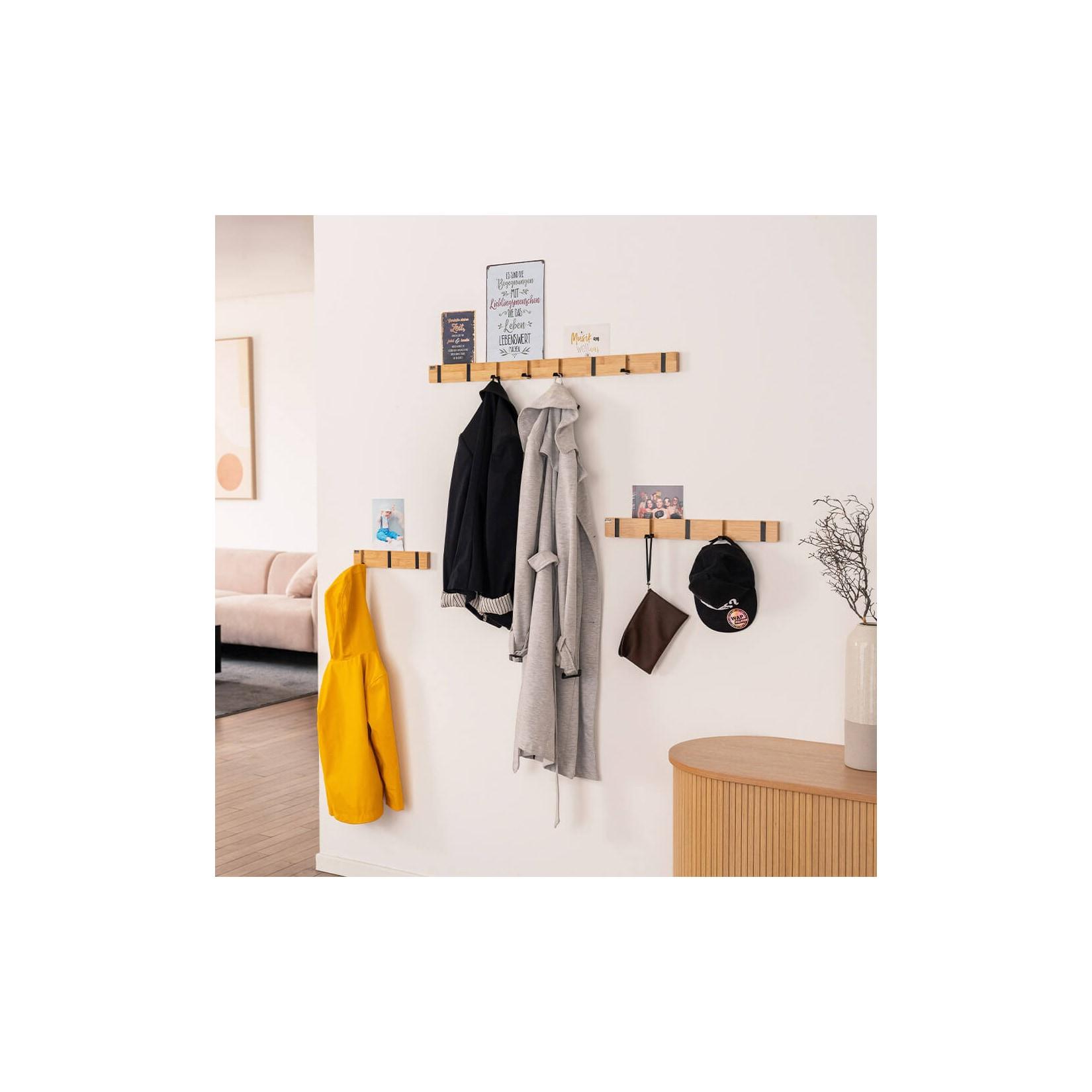 HOME DELUXE Garderobenleiste HOOK inkl. Haken und Magnete - Bambus