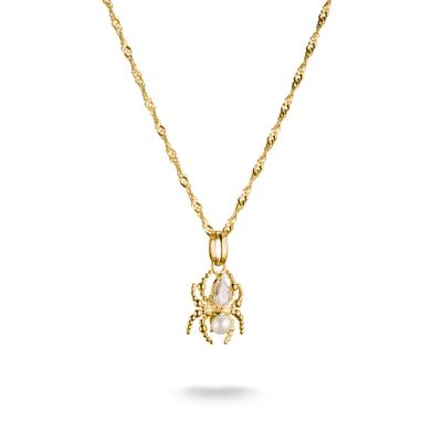 Kette mit Anhänger THOMAS SABO "True Romance Halskette Spinnen-Design goldfarben" Gr. 45, gelbgoldfarben, kristallweiß, weiß, Halsketten, Damen, 45, Perlen Silber 925 (recycelt), B: 1,7mm, Perlen, Silber 925 (recycelt), mit Zirkonia (synth.) - mit...