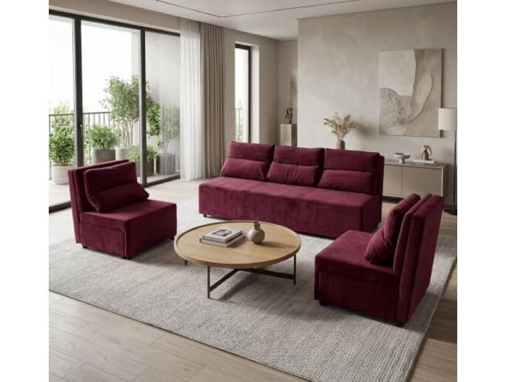 Family Meble Kimo Sitzgruppe, Sofa und 2 Sessel – Bordeaux – 6