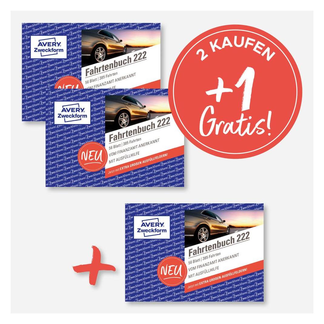 Avery 2 + 1 GRATIS: 2 Fahrtenbuch, Pkw mit Kraftstoffverbrauch Formularbücher + GRATIS 1 S (56x) (222-3P)