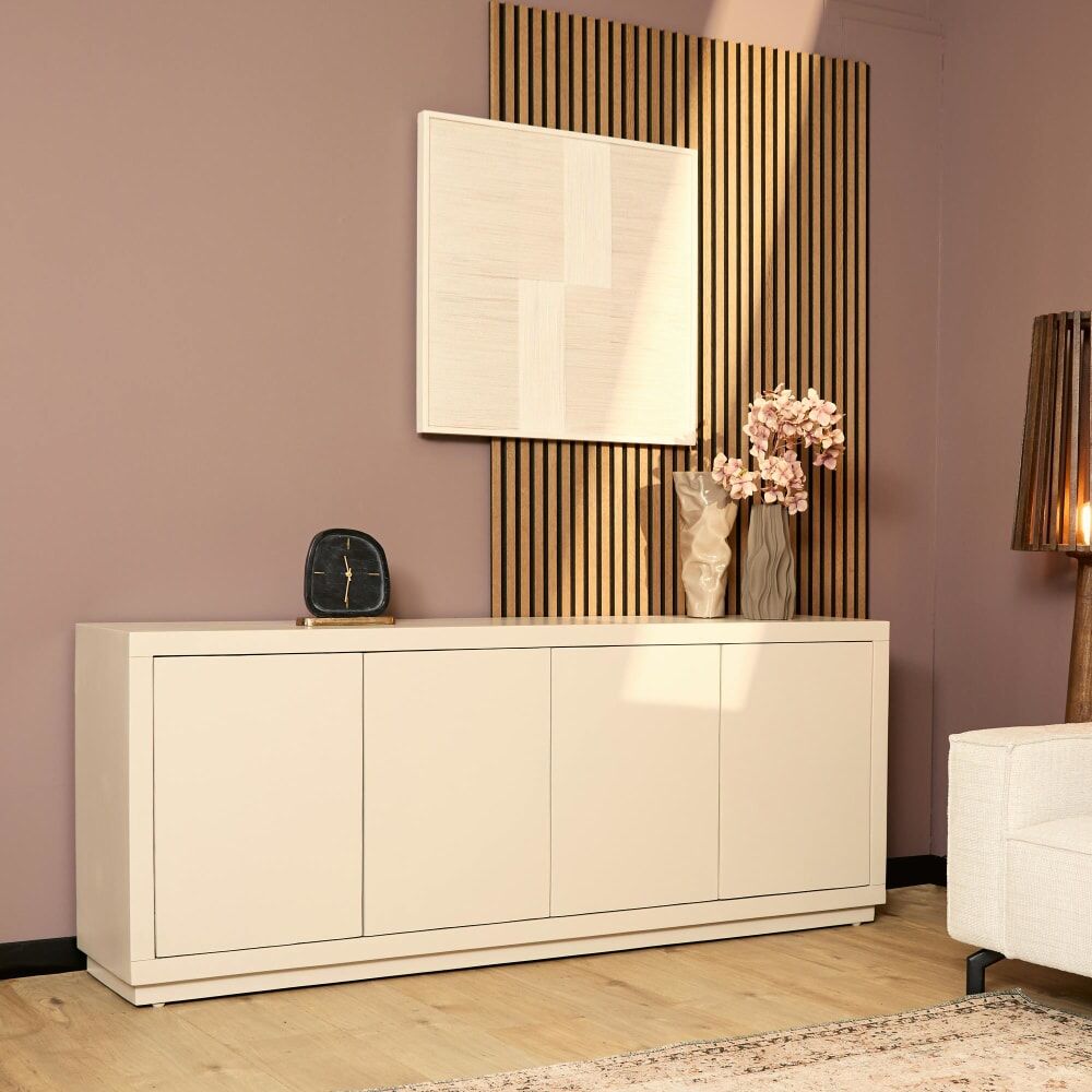 Pier import Buffet minimaliste bois sable 4 portes Beige 200x80x45cm