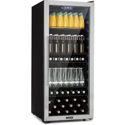 Beersafe 7XL Kühlschrank 242 Liter 5 Böden Panoramaglastür Edelstahl Edelstahl 242 Liter