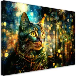 LEINWANDBILD Katze auf abstraktem Hintergrund 60x40cm