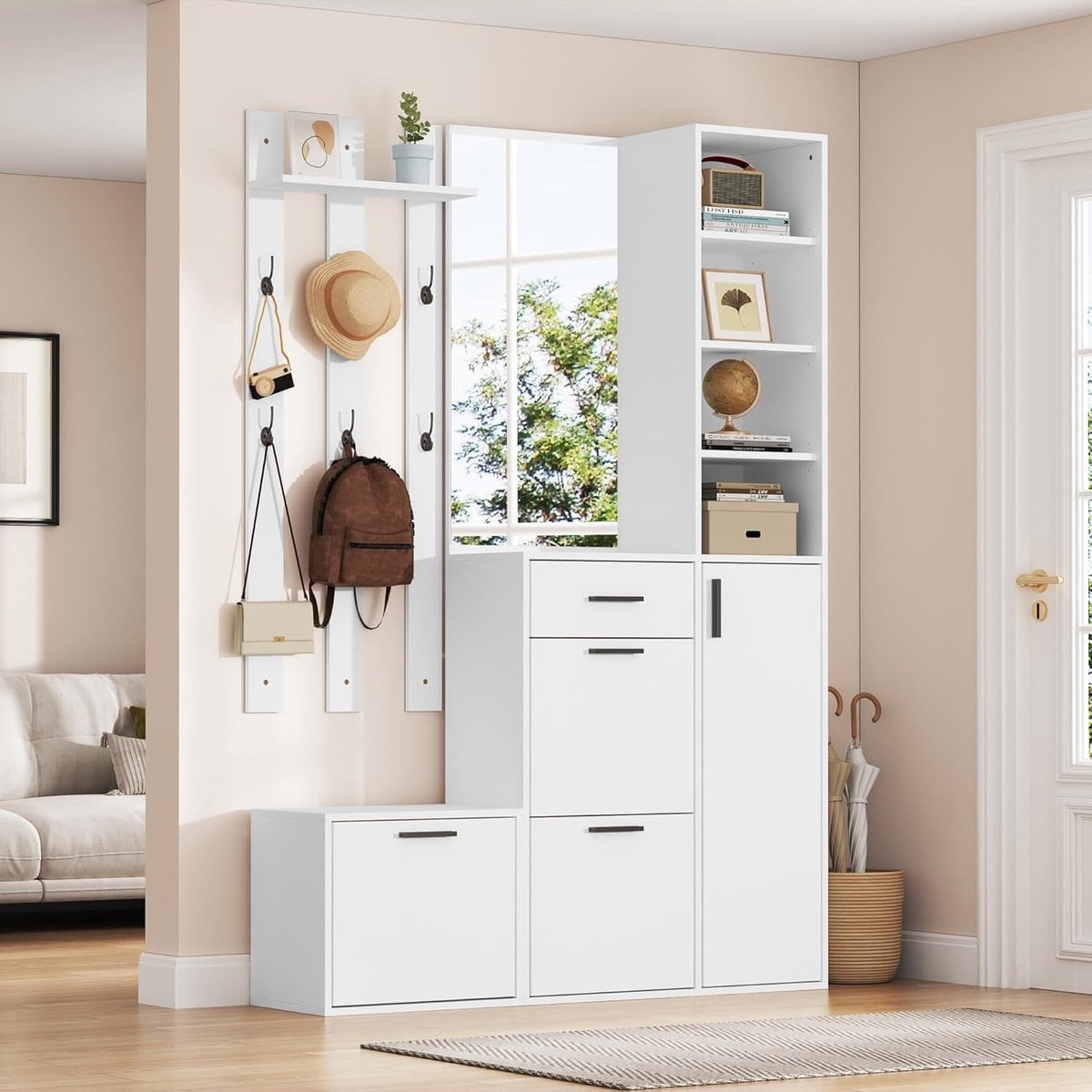 Entree Garderobe Halmeubel Wit - Breedte: 120 cm