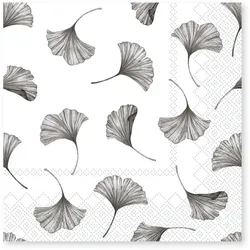 Chic Antique Serviette Gingko Blätter, L33/B33 cm, weiss