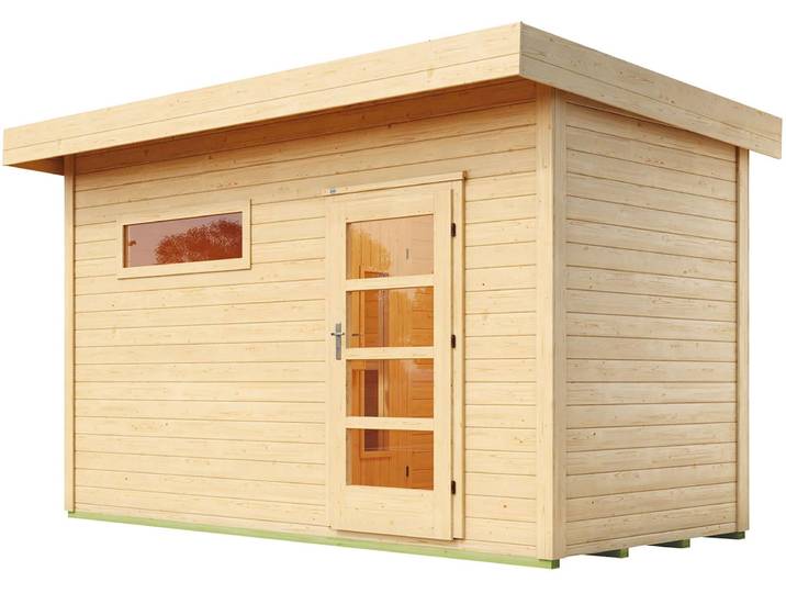 Saunahaus WEKA Saunahaus FARSUND 1 , beige (natur), Saunaofen, externe Steuerung, 9 kW, Saunen, Saunahaus, Blockbohlen, feststehendes Fenster
