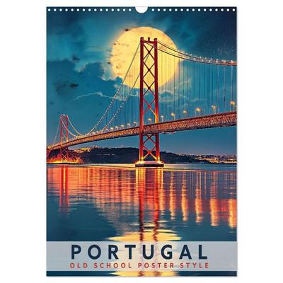 Portugal - Old School Poster Style (Wandkalender 2027 DIN A3 hoch), CALVENDO Monatskalender