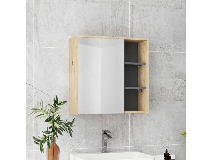 HOMCOM Armoire Miroir Salle de Bain Bois Naturel 60x20x60 cm