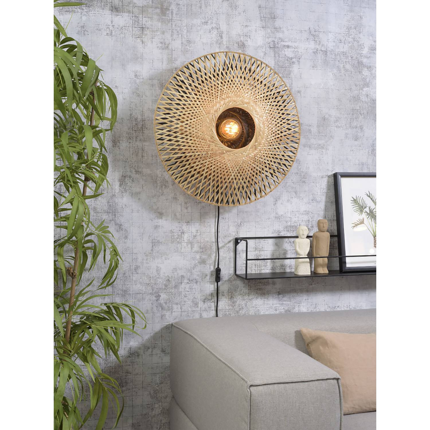 Good&Mojo Kalimantan wandlamp beige/zwart Ø 60 cm
