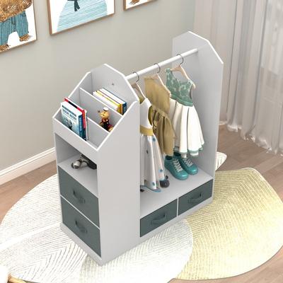 Kids Costume Organizer Open Hanging Armoire Closet with Mirror