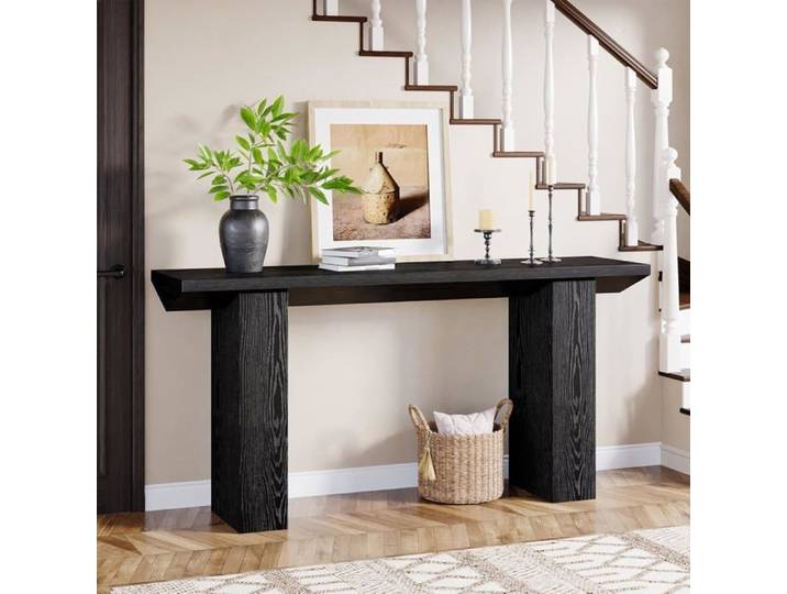 Table Console - Finmind - Table d'entrée - 160 x 30 x 80 cm - Table d'appoint - Noir