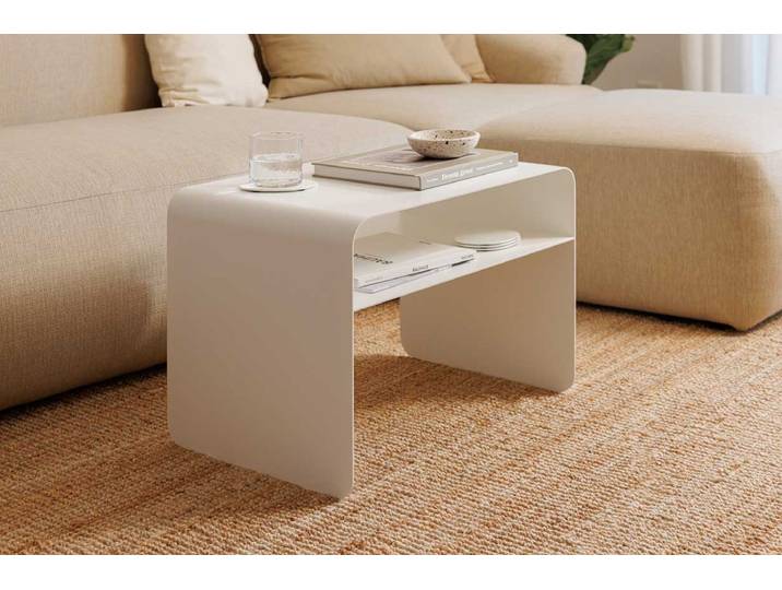 Couchtisch-Beistelltisch Cosmo – Pulverbeschichtetes Metall in modernem Design - Weiß - Luxusbetten24