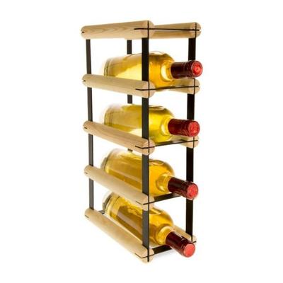 PROREGAL Modulares Weinregal VINOTECA MOD METAL | HxBxT 42,5x12,5x24,5cm | 1x4 Flaschen | Massives Kiefernholz | Natur | Flaschenregal