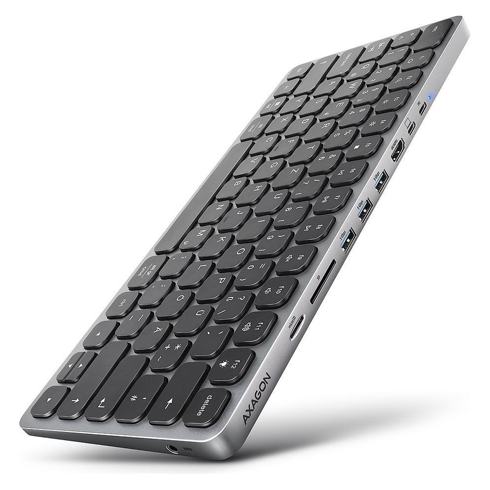 Axagon HMC-KB-CS, USB hub s CZ/SK klávesnicí, HDMI 4K/60Hz, 3x USB-A, SD/mSD, audio, PD (USB-C, 9 Ports) (HMC-KB-CS)