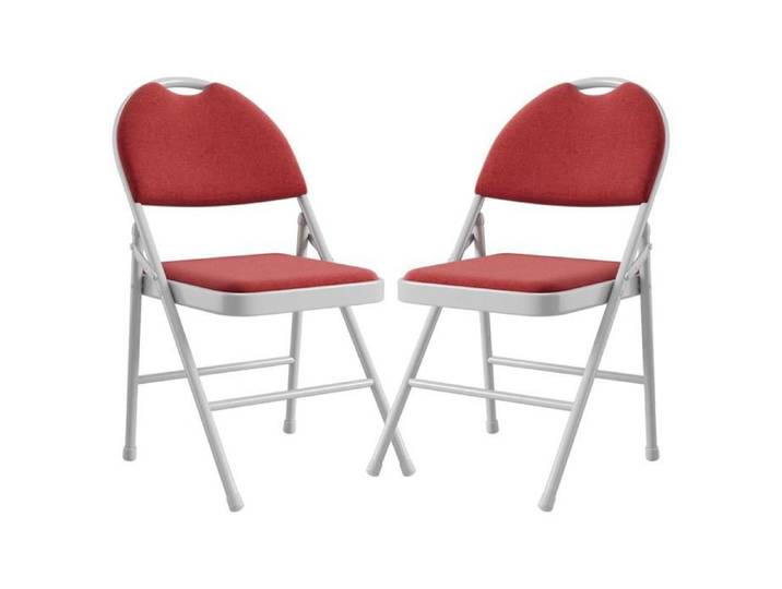 Lot de 2 chaises pliantes rouge foncé métal coussin pied antidérapant intérieur extérieur événement