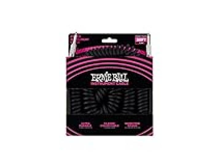 Ernie Ball Câble enroulé pour instrument, connecteur droit, 9,1 m, noir