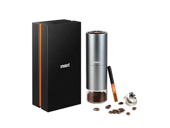 Tragbare elektrische Kaffeemühle, wiederaufladbare kabellose Handmühle mit konischem Frässtift aus Edelstahl, einstellbare Mahlgradeinstellungen, für Espresso, Moka, Pour Over, French Press