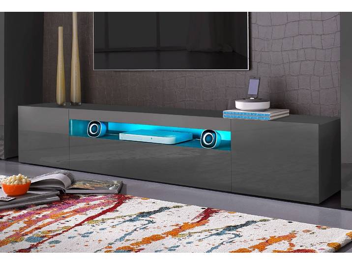 Lowboard HOME AFFAIRE Egypt , grau (anthrazit hochglanz), B:200cm H:36cm T:40cm, Sideboards, Lowboard, Breite 200 cm
