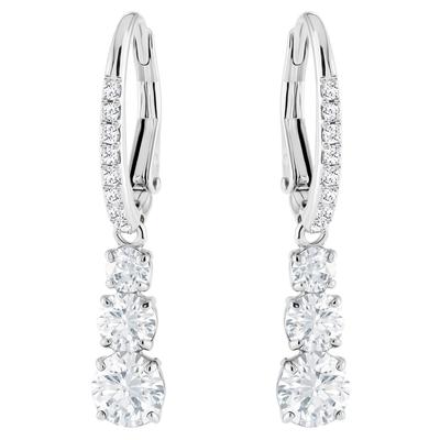 Paar Ohrhänger SWAROVSKI "Stilla Round Attract Trilogy Round", silber (silberfarben, kristallweiß), Ohrringe, Damen, Metall, mit Swarovski Kristall