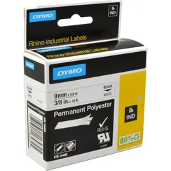 Dymo Label Band IND 18482 (S0718240) schwarz auf weiß 9mm x 5,5m Polyester permanent