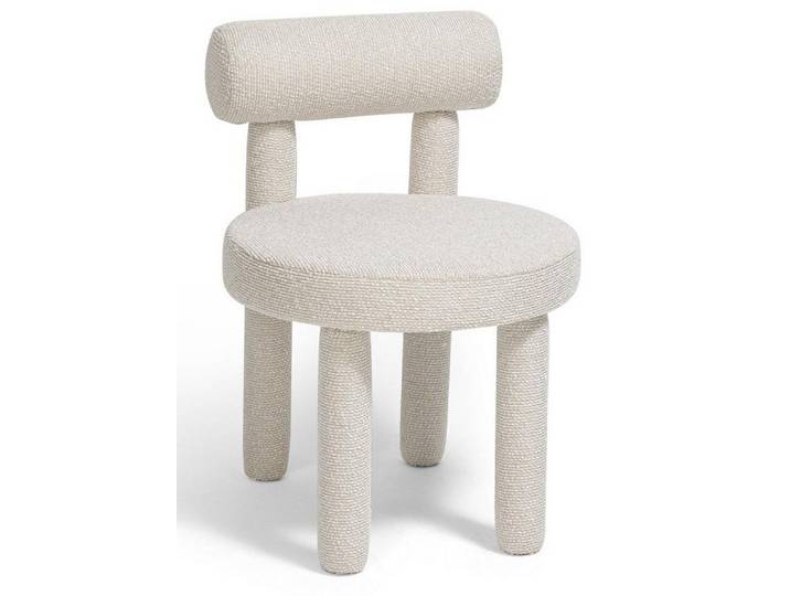 JVmoebel Esszimmerstuhl Stuhl Exklusives Design Weiß Stoff Rund Skulptural Komfort Wohnlich, Made in Europa