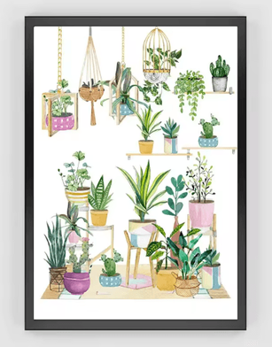 Inspire Picks Green Botanical Leaves Canvas Wall Art Calming Nature Houseplant Decor 4 30x40cm