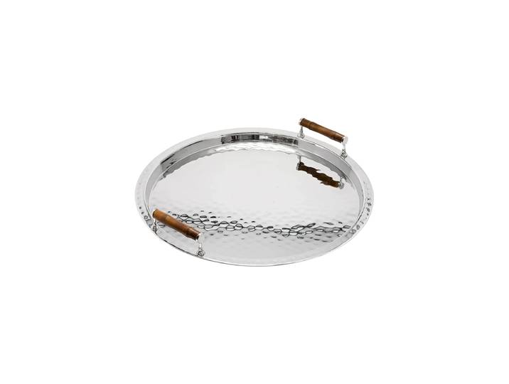 Grosses Premium Serviertablett „Hugo“ - Edelstahl vernickelt Silber EDZARD