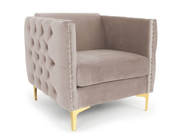 Fauteuil velours taupe
