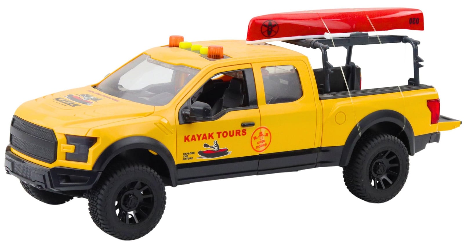 Lean Toys Terreinwagen Kajak Transportlichten Geel