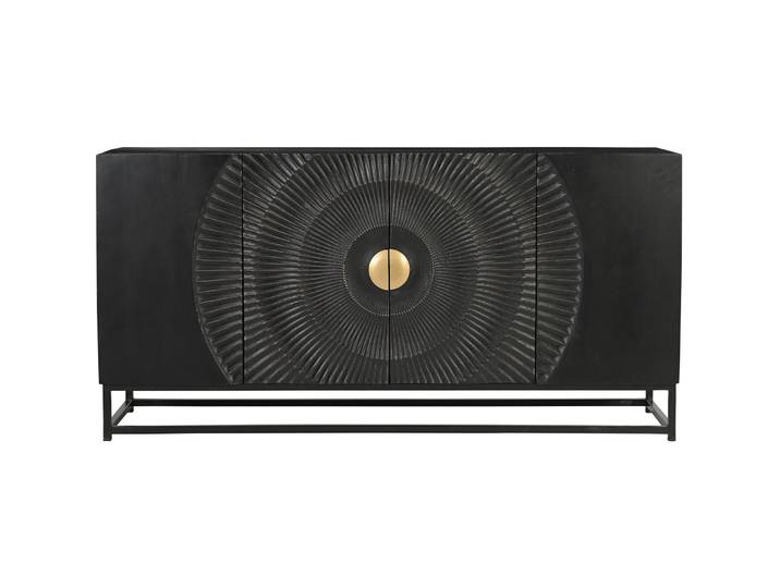 Sideboard Smooth schwarz-gold Mangoholz massiv B 150 H 75 cm - Sideboard
