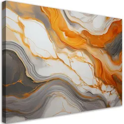 LEINWANDBILD Orange-grauer Marmor-Glamour 100x70cm