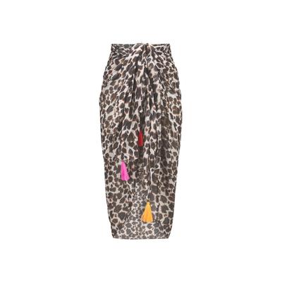 Wickelrock CODELLO "Codello Pareo", Damen, braun, Casual, regular fit, Röcke Wickelrock, mit Leomuster