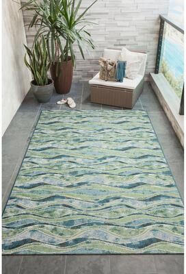 Lush Decor Marina Wave Indoor/Outdoor Area Rug