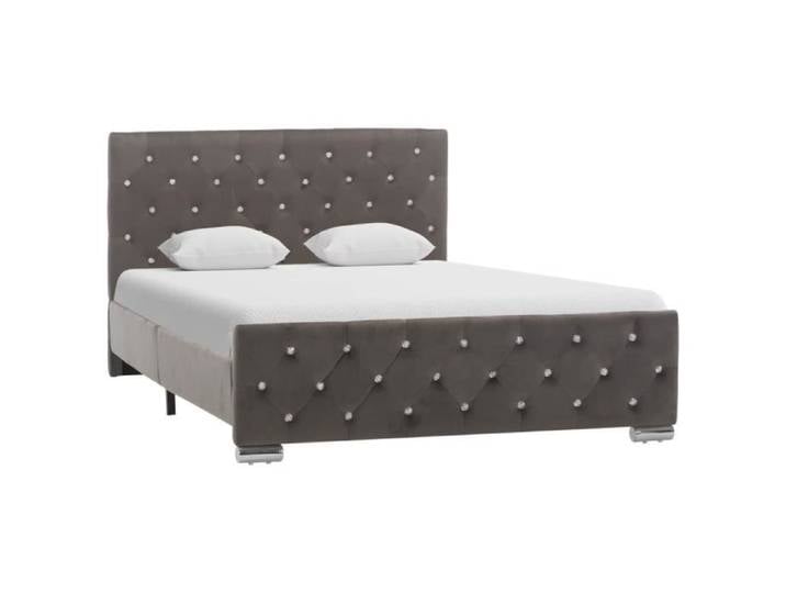 Lit 1 personne 120x200 cm Cadre de lit Gris Tissu FR9048